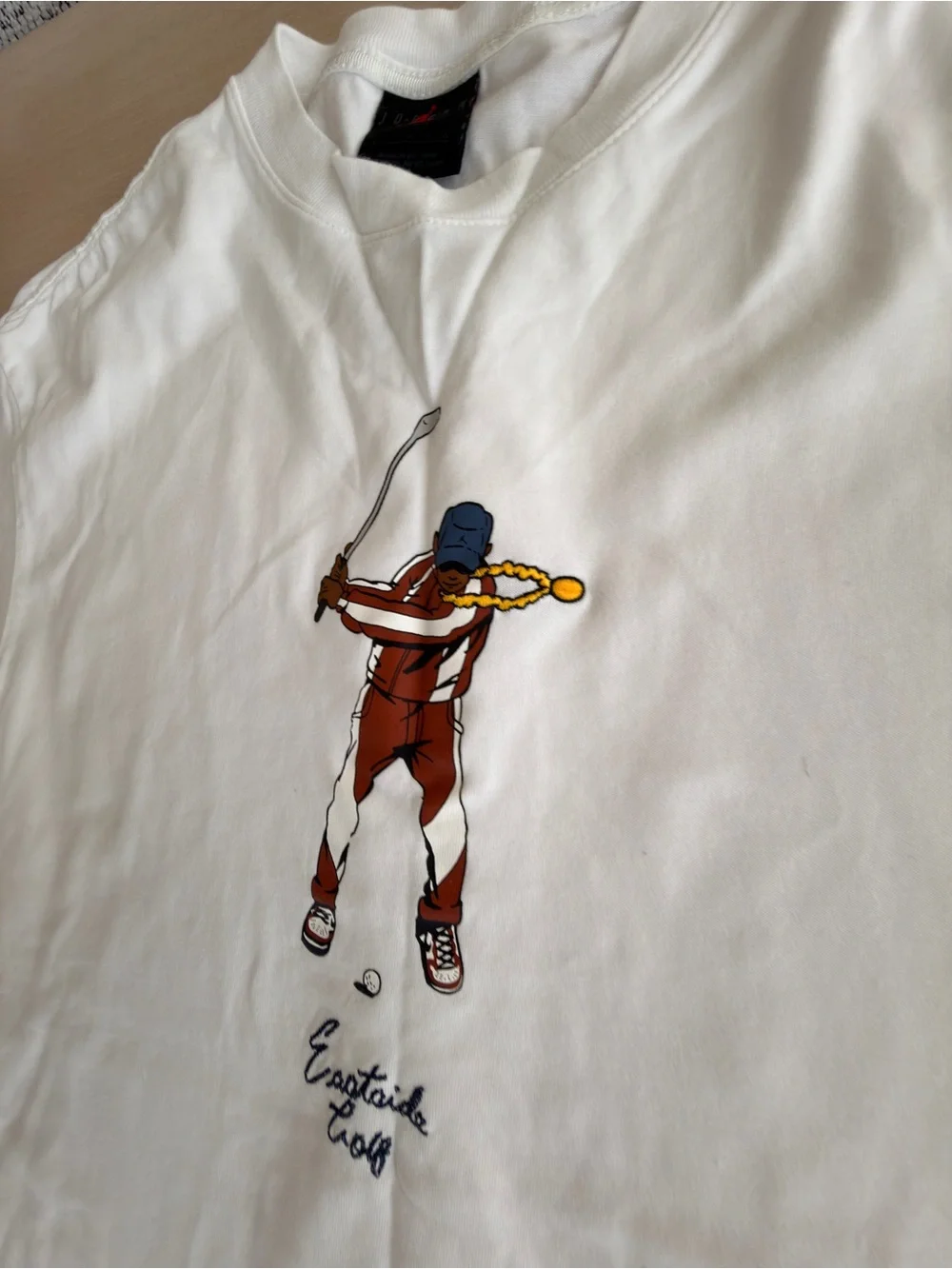 Jordan White Eastside Golf Tee with Center Golfer Graphic - Size XL